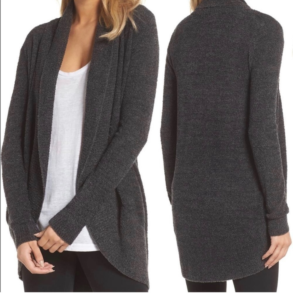 Barefoot Dreams CozyChic Lite Circle Cardigan Dark Gray